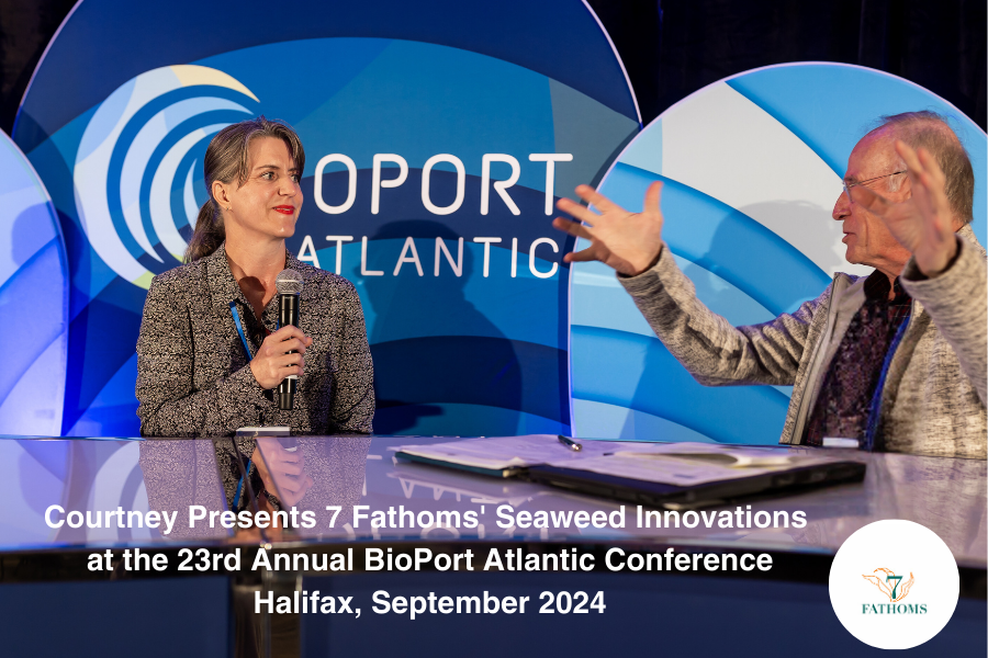 Courtney Presenting 7 Fathoms Seaweed Innovations at 23rd Bioport Conference in Halifax (September 2024)