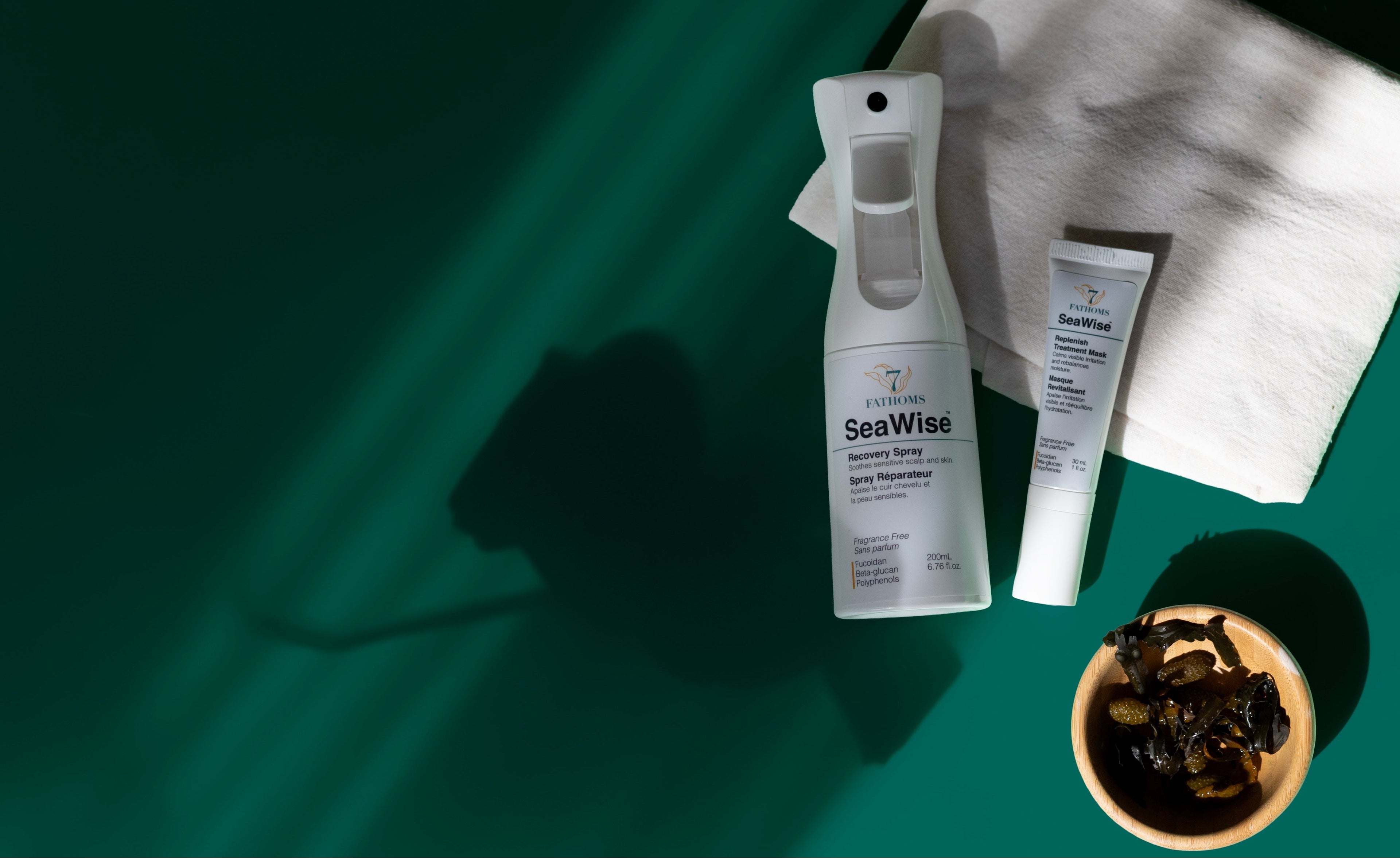 SeaWise products on a green background